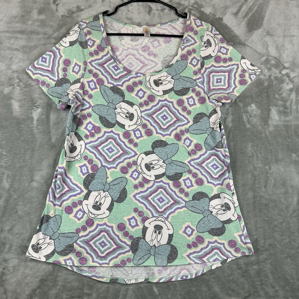 LuLaRoe Disney Collection T-Shirt Women's L Green  Mini Mouse The Classic Tee